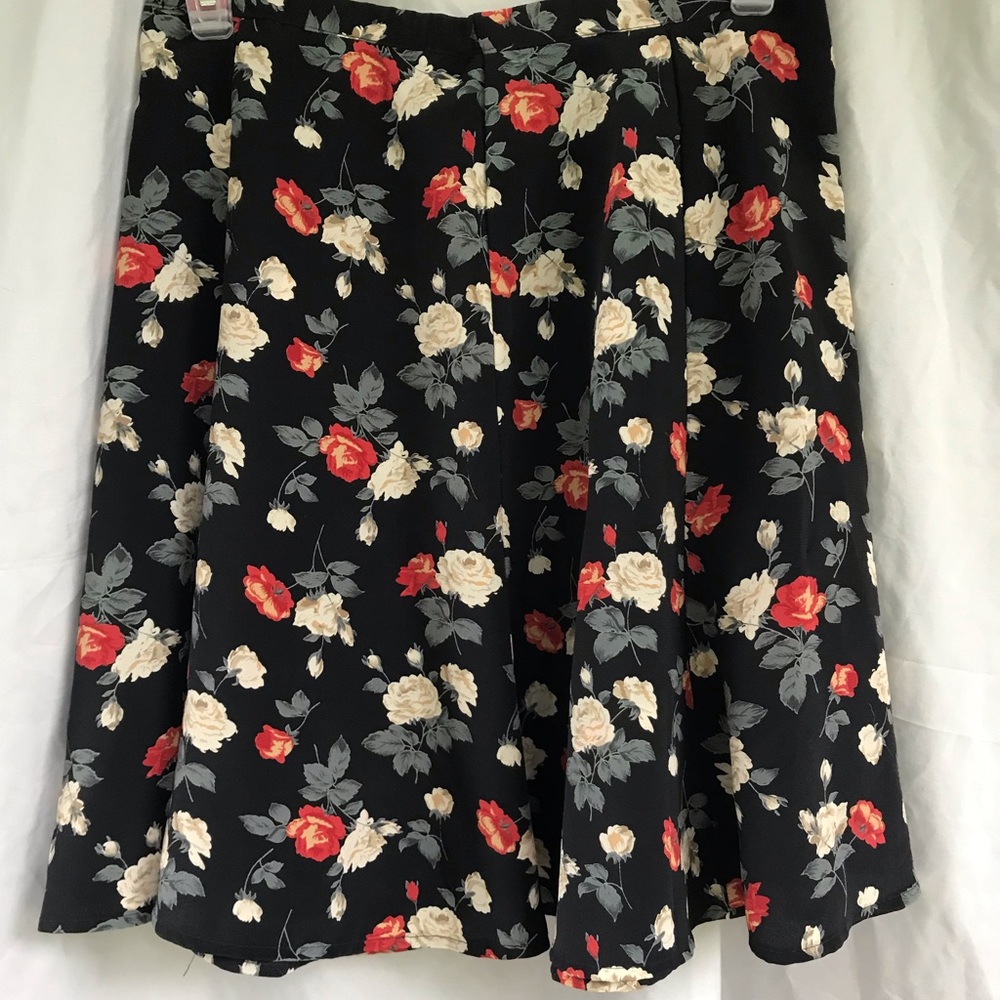 EUC black floral skirt